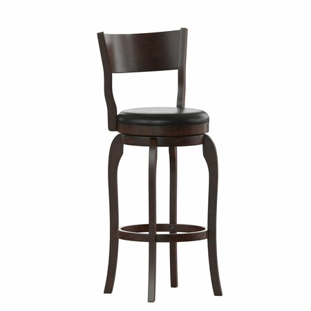 Flash Furniture Nichola Classic Open Back Swivel Pub Barstool w/Wood Frame & LeatherSoft Seat, Espresso/Black ES-NT2-29-ESP-GG